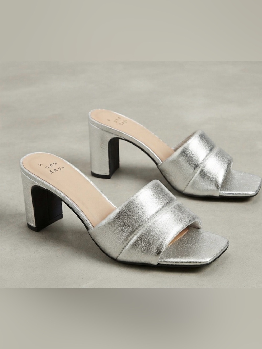 NWT! A NEW DAY Silver Open Toe Heels